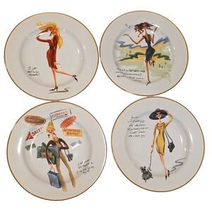 Sakura Table Glamour Girls Plates Set of 4 Fashion Savvy Quotes 8.25"